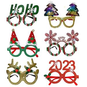 Augsion クリスマス メガネ めがね 6個セット 可愛い プレゼント パーティー用品 大人 子供 オーナメント  (S
