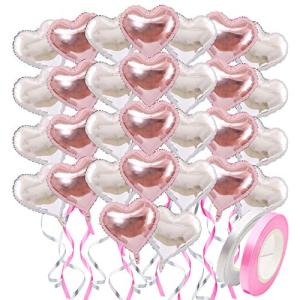 HIRAISM アルミバルーン ハート 風船 大きい 46cm 30枚セット リボン付き