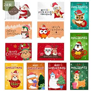 tricolor クリスマス グリーティングカード 24枚入り クリスマスカード メッセージカード お祝いカード 封筒やシールが含まれています