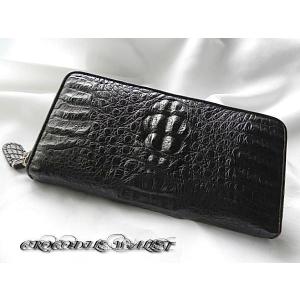 クロコダイル 本革★パッチワーク★ ラウンド 長財布 クロコダイル 財布 メンズ レディース ワニ革 パッチワーク 黒 本革
