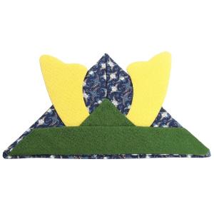 五月人形 [布製折り紙兜] 花柄 [緑/青] 頭サイズ40〜45cm [ok-sb9]｜yumesaki