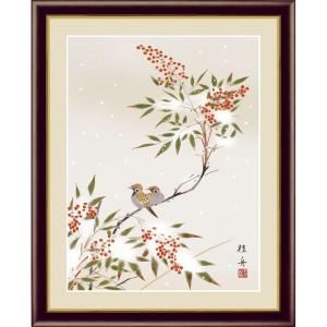 額絵 日本画 花鳥画 冬飾り 鴛鴦に椿 F4 長江桂舟 [G4-BK094-F4