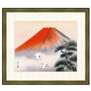 額絵 日本画 富士山水画 赤富士飛翔 F4 伊藤渓山 [G4-BF041-F4