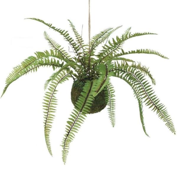 人工観葉植物 ソードファン モスボール ハンキング 長さ25cm （P21-99552) （代引き不...