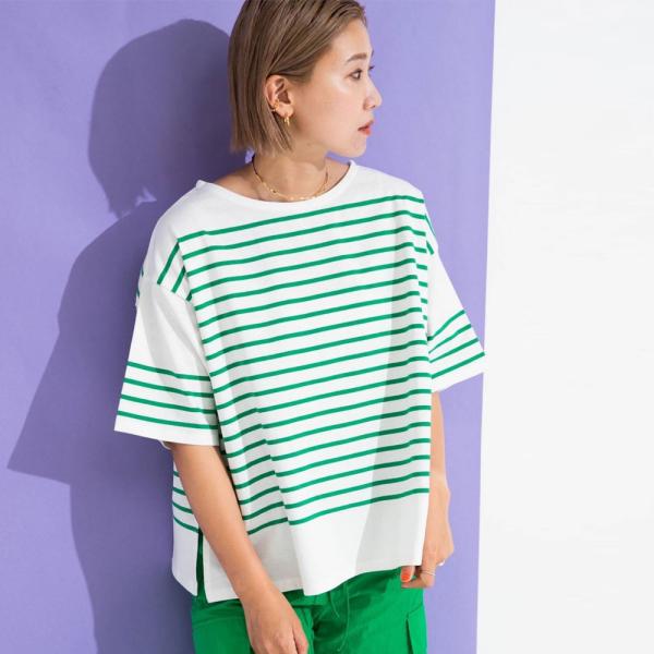 Tシャツ トップス レディース ボーダー 半袖 夏 春 大人ファッション 服 カラーコーデ bohm...