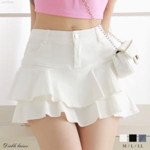 フリルマーメイドティアードスカパン ミニスカ ティアード ミニ スカパン 裏地  レディース ギャル フリル Diable baiser 夢展望