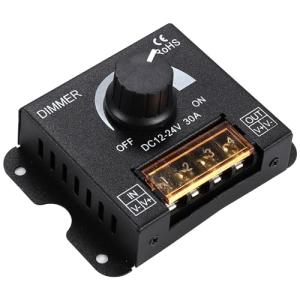 led調光器 dc12-24v LED調光器 DC12-24V 大容量30A ディマースイッチ 無段階 調整 照明調光コントローラー ブラック 蓋付き