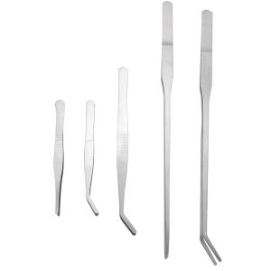 ルボナリエ ピンセット 園芸 長い ロング 先曲がり 多肉植物 観葉植物 テラリウム 園芸用ピンセット ステンレス 5個 シルバー