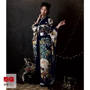 振袖　未仕立て品　正絹 未仕立て 振袖 22点セット「Dear 墨黒 牡丹と藤花」仮絵羽 振り袖 正絹