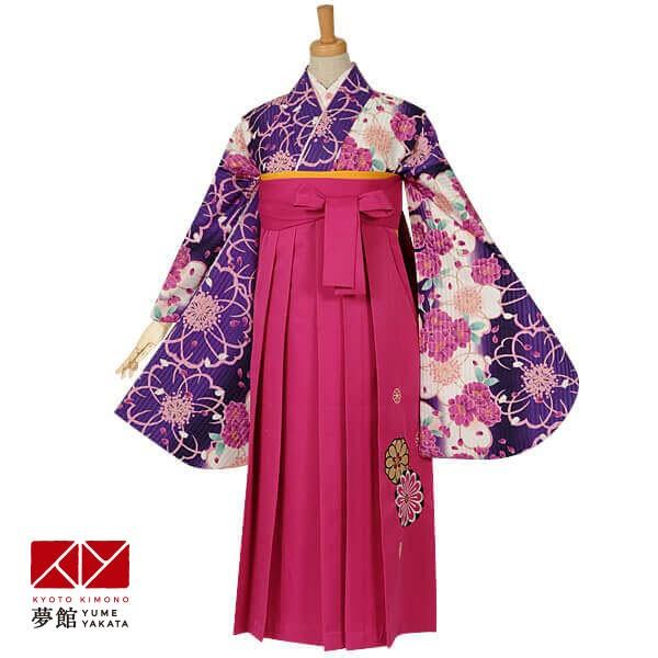 袴 レンタル 小学生 アシュエル 紫 八重桜 卒業式 女の子 ジュニア AG023
