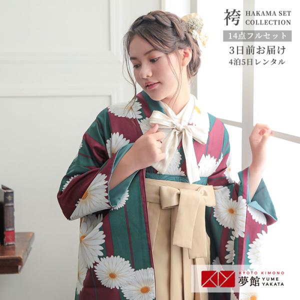 袴 レンタル 小学生 赤紫 矢羽根に菊(G964) 卒業式 女の子 ジュニア AG346