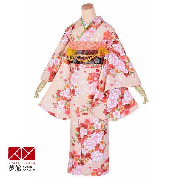 ジュニア振袖 レンタル クリーム　色紙に桜(G558) 小学生 中学生 十三参り 結婚式 フルセット...