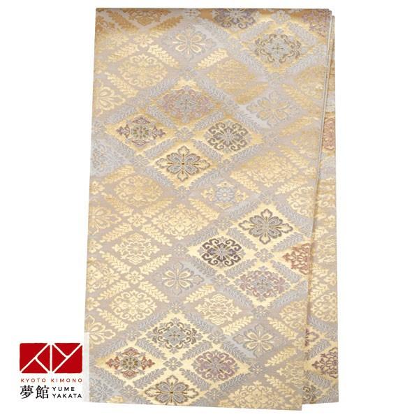 帯 レンタル 正絹 訪問着用帯 金 花菱襷 B1051