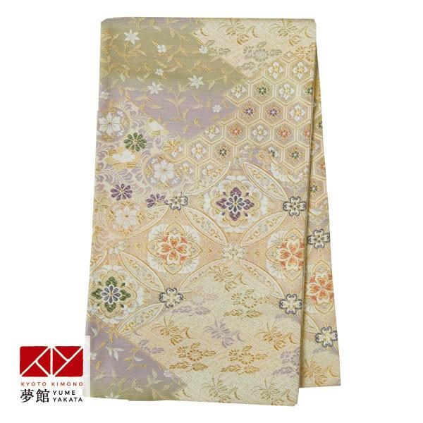 帯 レンタル 正絹 留袖・色留袖・訪問着用帯 クリーム 松皮菱に吉祥文様 B1096