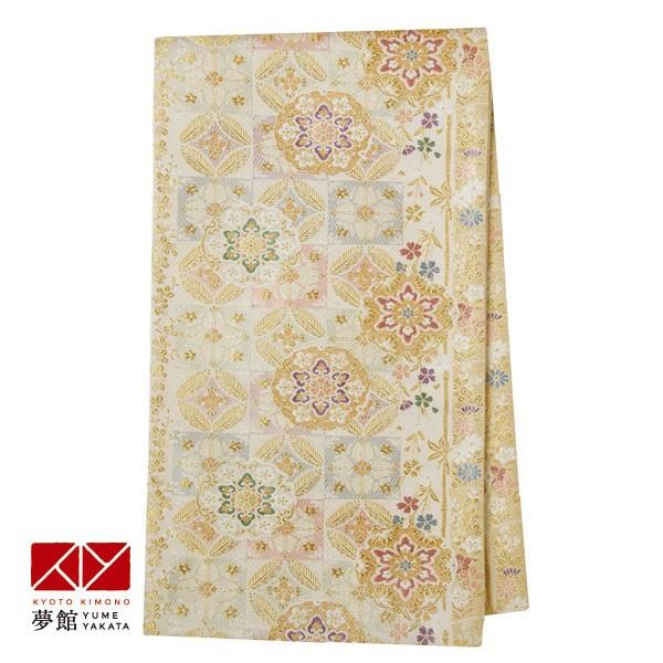 帯 レンタル 正絹 留袖・色留袖・訪問着用帯 白金 華文に市松 B1103