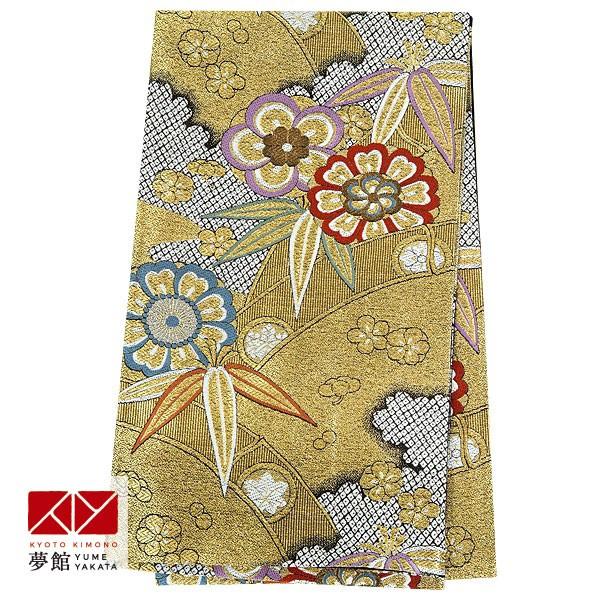 帯 レンタル 正絹 振袖用帯 金 華文に竹梅と雲取り B1119