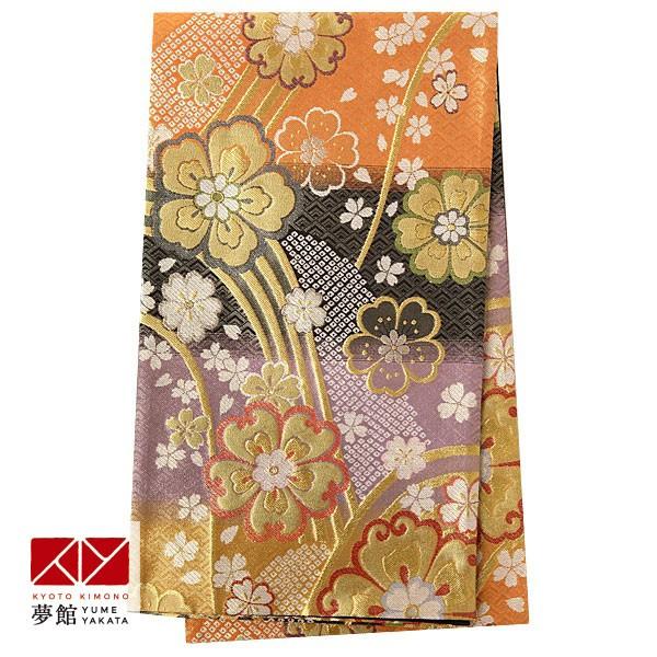 帯 レンタル 正絹 振袖用帯 金 滝文に桜 B1226