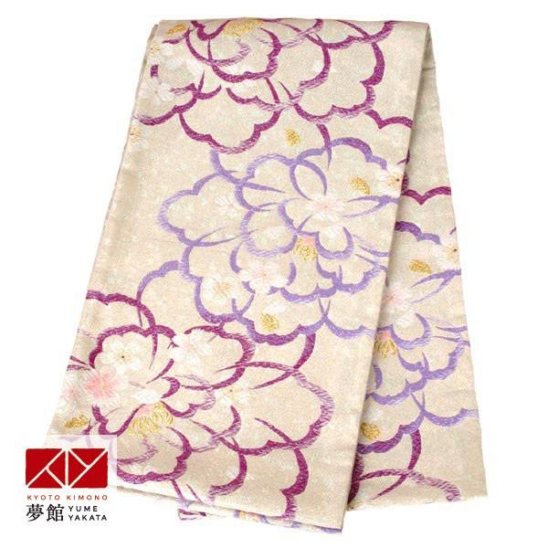 帯 レンタル 正絹 振袖用帯 金紫 大輪牡丹 B145