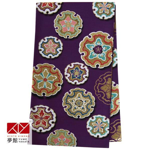 帯 レンタル 正絹 振袖用帯 紫 雪花文様 B1496