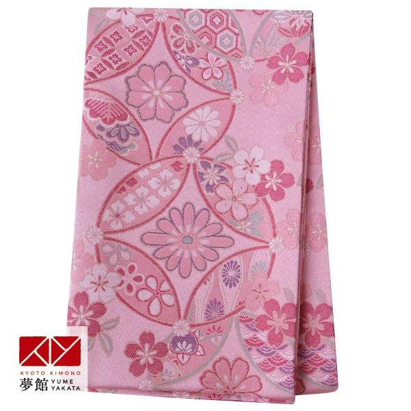 帯 レンタル H ジュニア振袖用帯 ピンク 七宝花菱に桜 B1642