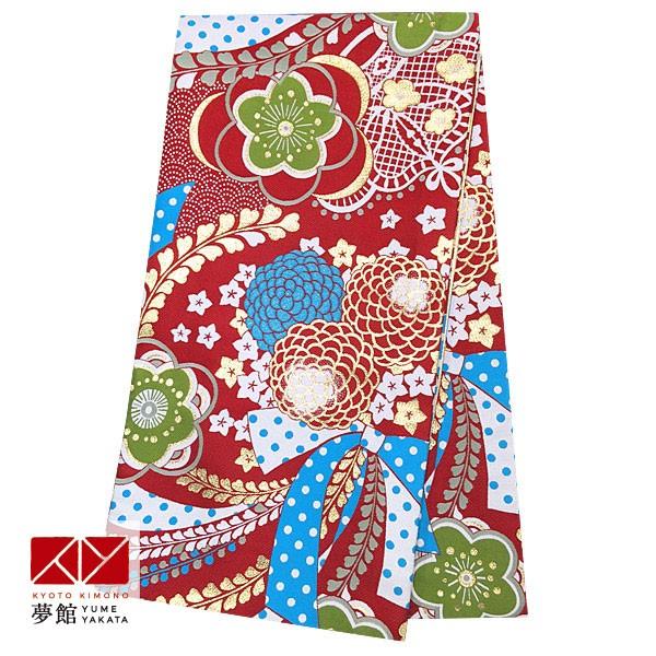 帯 レンタル 振袖用帯 赤 リボンに菊と梅 B1652