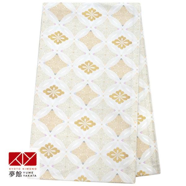 帯 レンタル ジャパンスタイル 訪問着用帯 白金 七宝に花菱と松菱 B1798