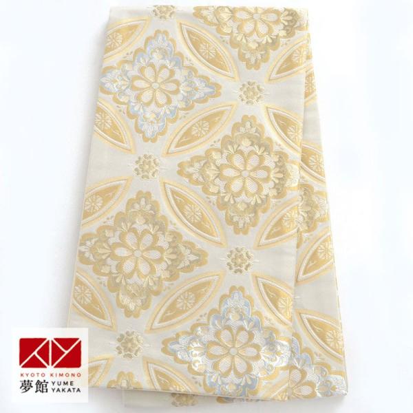 帯 レンタル 訪問着用帯 ベージュ金 七宝花菱 B1872