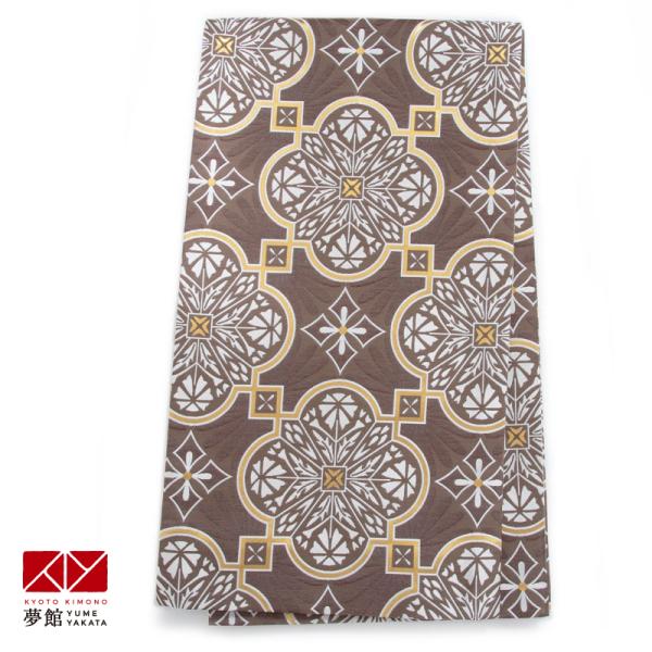 帯 レンタル 訪問着用帯 茶 華文に花菱 B1996