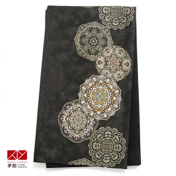 帯 レンタル ジャパンスタイル 訪問着用帯 黒 宝相華 B2125