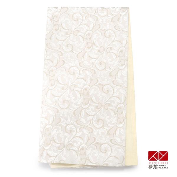 帯 レンタル 訪問着用帯 オフホワイト 白金唐草 B2142