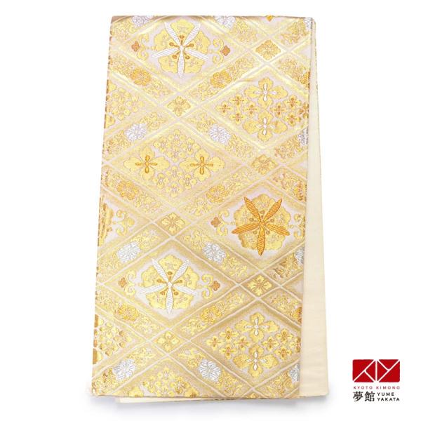 帯 レンタル 留袖・色留袖・訪問着用帯 生成 菱格子華文 B2152