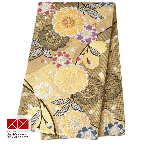帯 レンタル 正絹 振袖用帯 金 桜に縞 B224