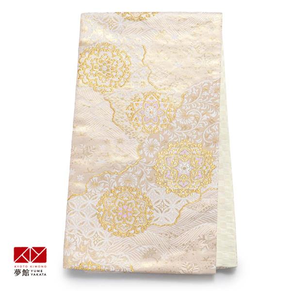 帯 レンタル 訪問着用・留袖用帯 薄ベージュ 道長に華文 B2304