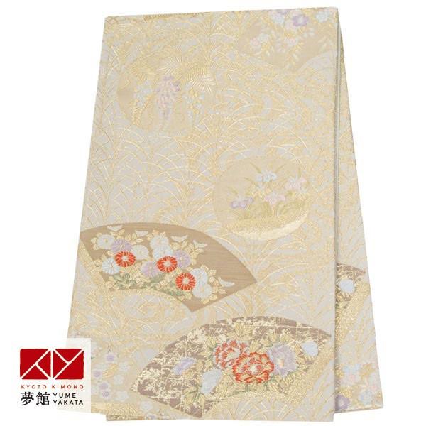 帯 レンタル 正絹 留袖・色留袖用帯 金 花の地紙と丸 B474