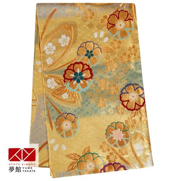 帯 レンタル 正絹 引振袖用帯 金 武田菱に桜 B984