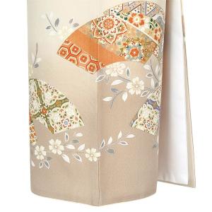 色留袖 レンタル 袷 ベージュ 地紙に枝垂桜 ...の詳細画像2