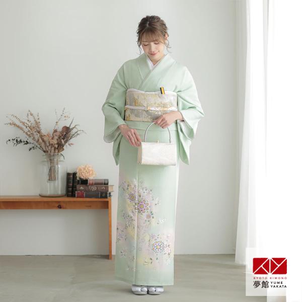 色留袖 レンタル 袷 黄緑 華紋唐草(絹) 対応身長155〜164cm  結婚式 叙勲 ホテル・式場...