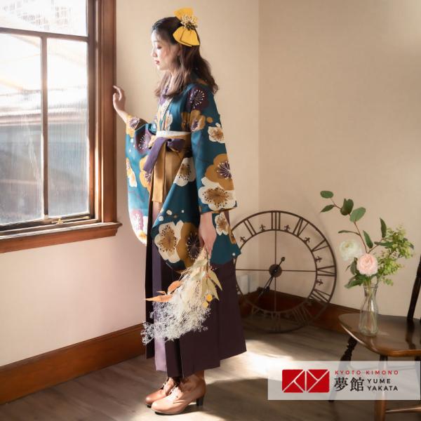 卒業式 袴 セット レンタル 大学 大人 レディース青緑梅 女の子 二尺袖 貸衣装 セール中