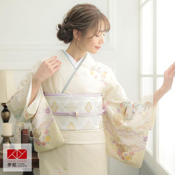 訪問着 レンタル 入学式 卒業式 結婚式 ジャパンスタイル ブランド着物 袷 淡ベージュ 吉祥宝づく...