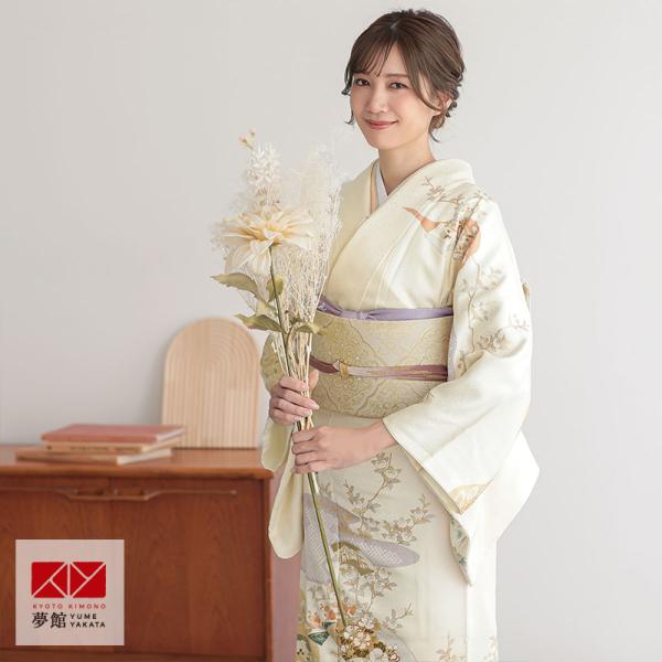 訪問着 レンタル 入学式 卒業式 結婚式 袷 クリーム 扇面に霞 七五三 身長154〜165cm H...
