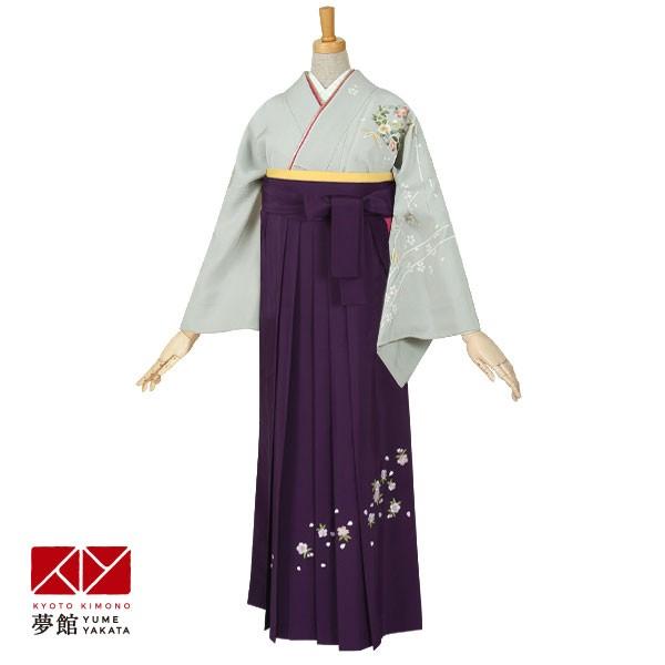卒業式 袴レンタル 先生 教員 訪問着袴 フルセット 上品 安い 訳あり特価 グレー　笹の葉と花丸文...