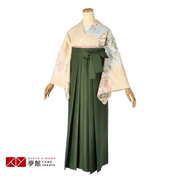 卒業式 袴レンタル 先生 教員 訪問着袴 フルセット 上品 クリーム　霞に牡丹と草花 HG1215