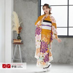 振袖レンタル ムルーア  金茶 百合と牡丹(絹) 成人式 結婚式 対応身長154〜165cm 2〜11月利用 R1076｜yumeyakata