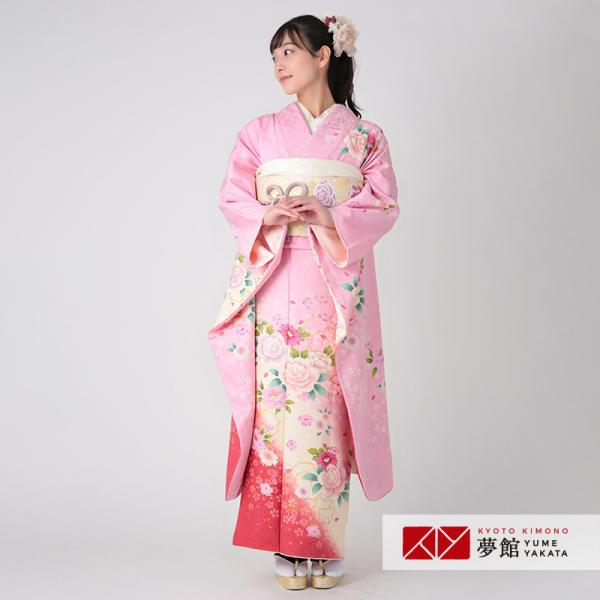 振袖レンタル  ピンク 桜と野ばら(絹)(宅) 成人式 結婚式 一点物 対応身長154〜165cm ...