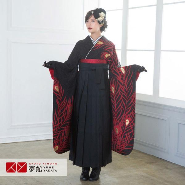 定価34400円セール開催中！卒業式 袴セット モダンアンテナ 黒 孔雀(絹)モデル着用小物セット ...