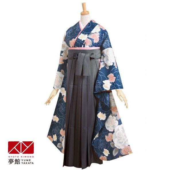卒業式 袴セット 安い 訳あり特価 紺 大輪の薔薇と蘭（R184） レンタル 大学生 振袖袴 RR2...