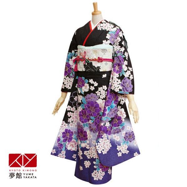 定価43200円振袖 レンタル 成人式 結婚式 訳あり商品 安い 黒　紫ぼかし　乙女桜(R239)1...