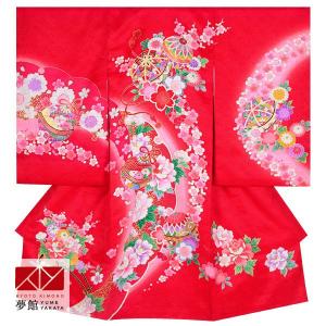 産着 お宮参り 着物 レンタル 女の子 赤 椿に文箱 初着 祝い着 SG033