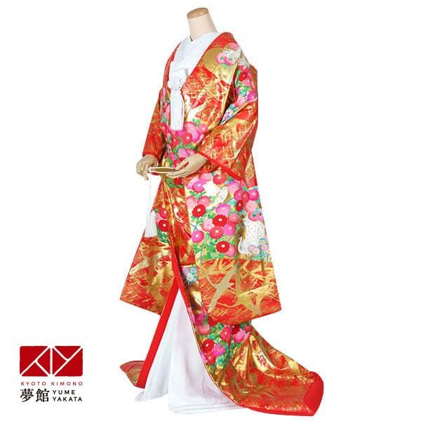 色打掛 結婚式 婚礼 花嫁 衣装 着物 レンタル 安い 朱 松鶴に波 ホテル・式場への配送OK U0...
