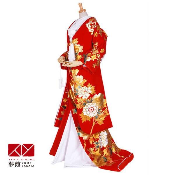 色打掛 結婚式 婚礼 花嫁 衣装 着物 レンタル 安い 牡丹・桜熨斗 ホテル・式場への配送OK U0...